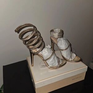 Elegant Gold Spiral Strap Heels